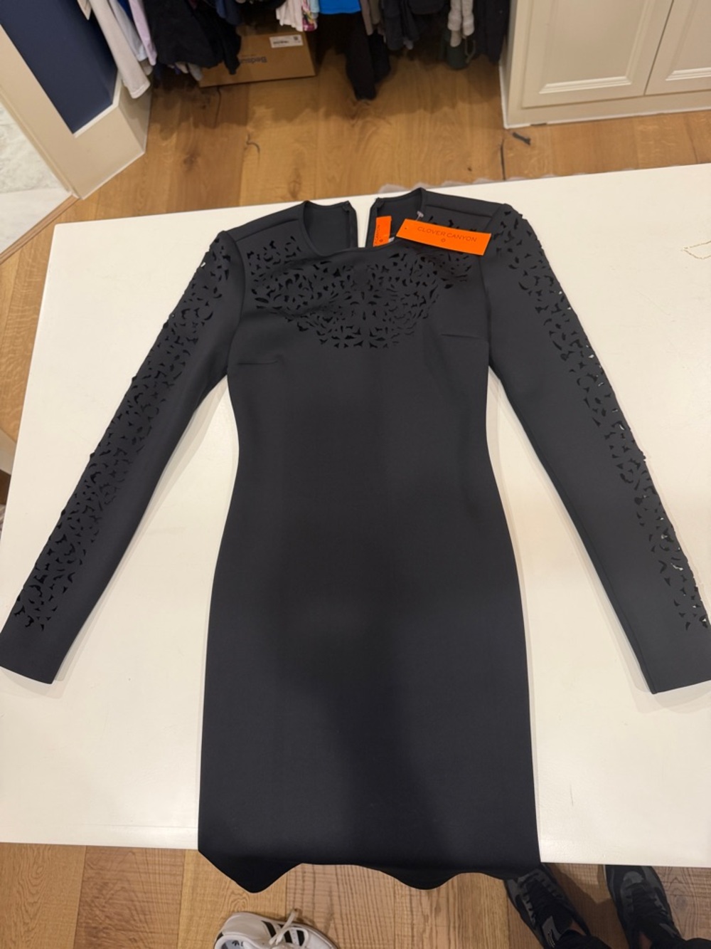 Clover Canyon Black Long-Sleeve Laser-Cut Bodycon Dress
